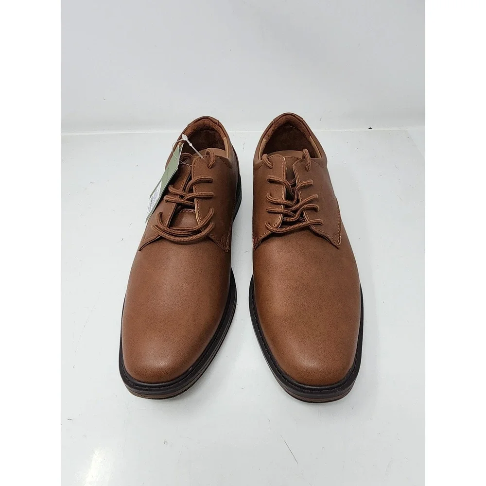 Goodfellow‎ & Co Mens Leo Plain Toe Derby Dress Shoes Brown Faux Leather Size 9